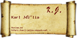 Karl Júlia névjegykártya