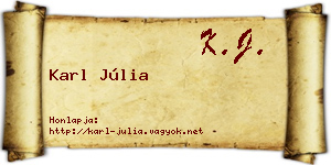 Karl Júlia névjegykártya
